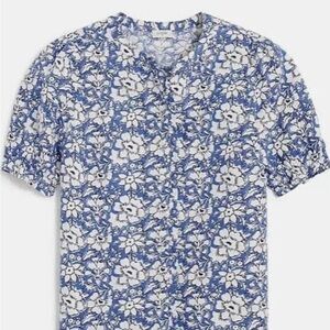 Jcrew Linen Ruffle Blend Button Down